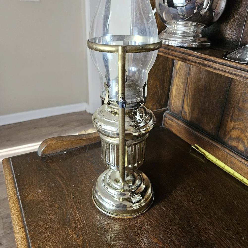 Brass Nautical Ship Gimbal Oil Lamp.
